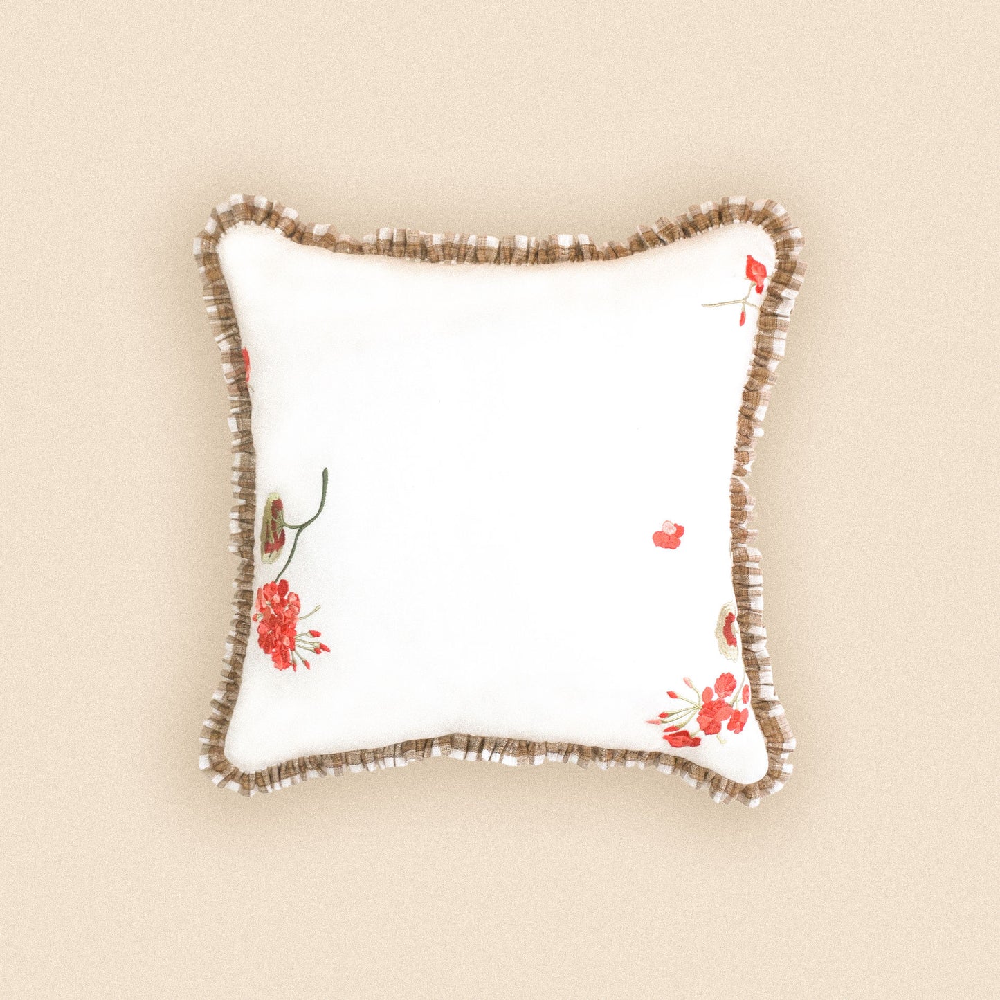 Geranium Patchwork Linen Cushion