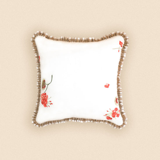 Geranium Patchwork Linen Cushion