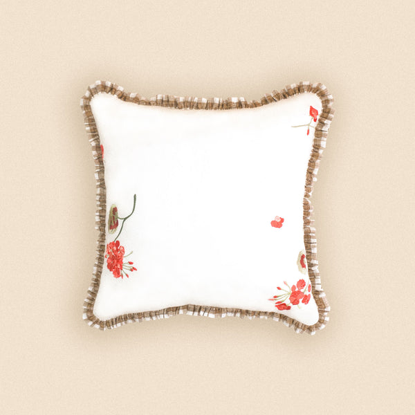 Geranium Patchwork Linen Cushion