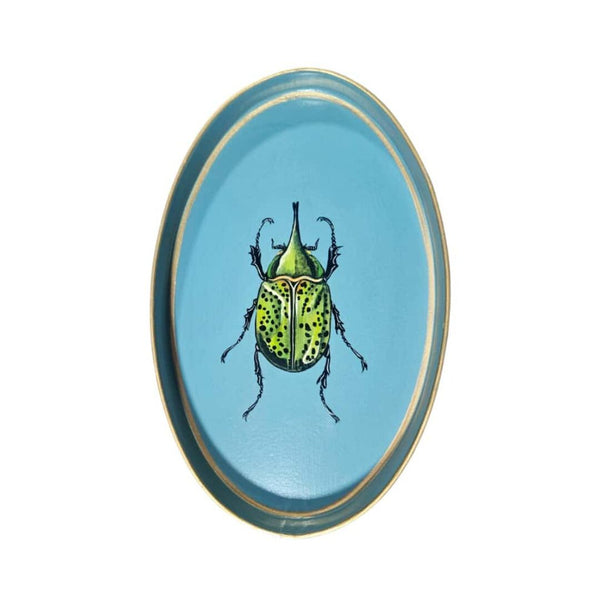 Hand-Painted Decorative Iron Tray - Beetle