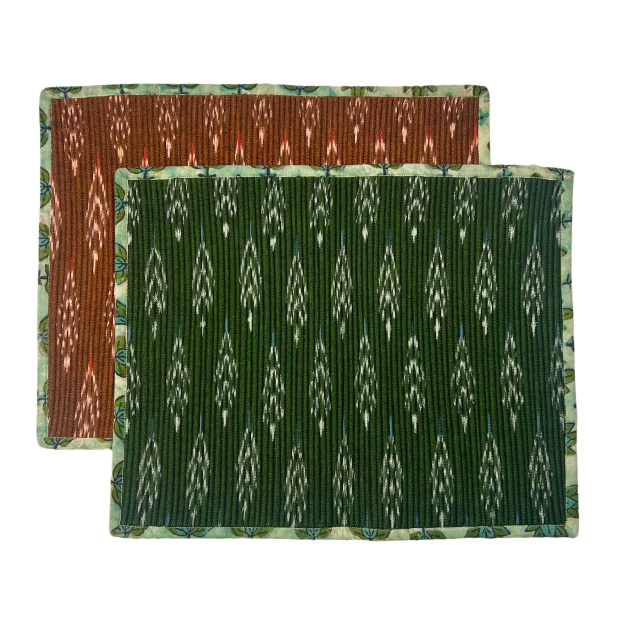 The Breakfast Ikat Placemat - Green & Brown