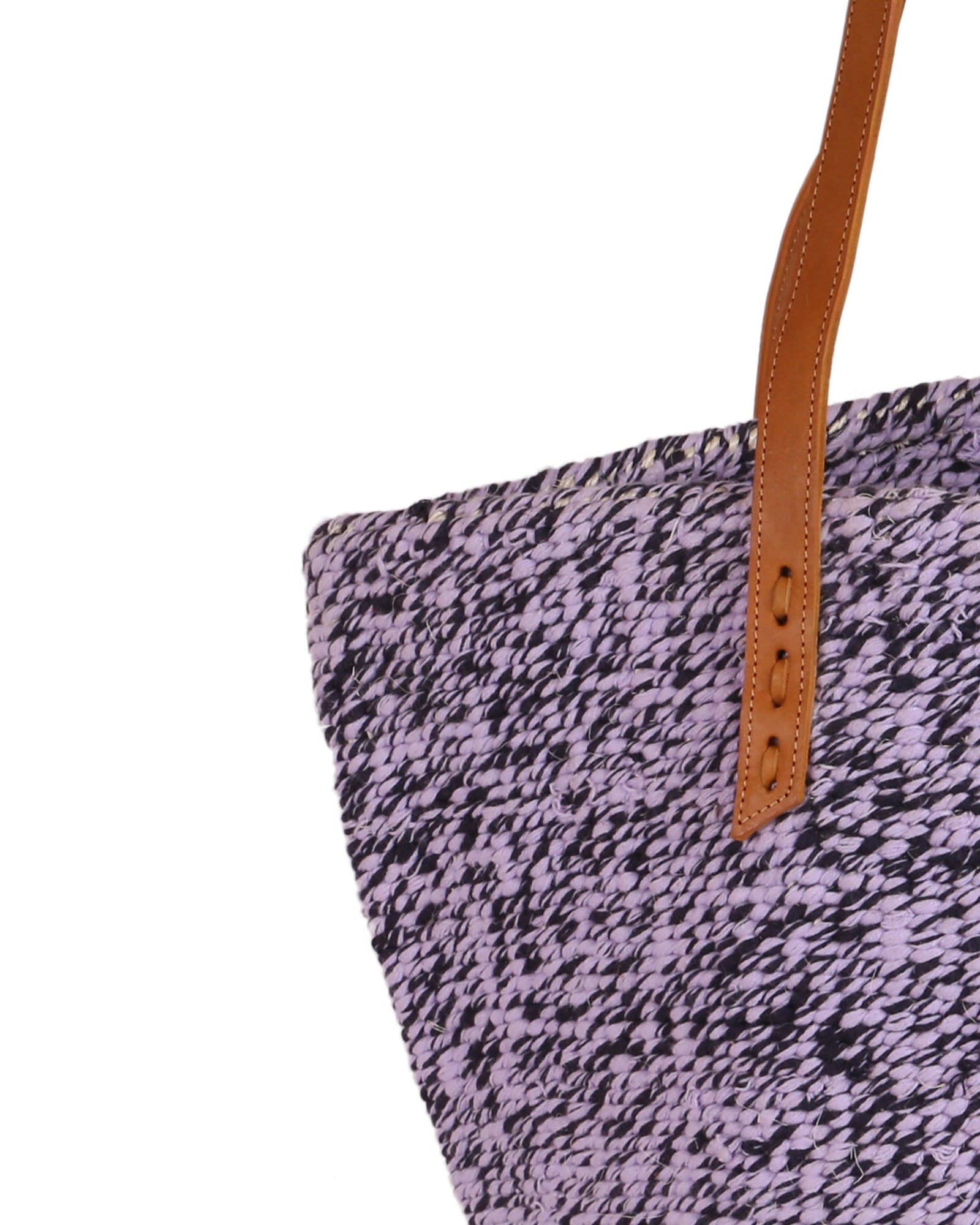 SEHEMU: Handwoven Lilac & Blacked Speckled Wool Tote Bag