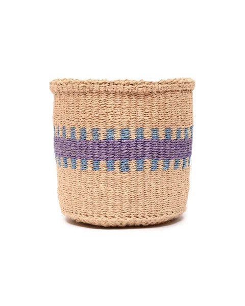 HUDUMA: Purple & Blue Stripe Woven Storage Basket