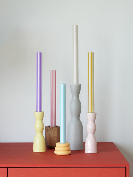 Stripe Dinner Candles - Mixed Set: Colours Contrast 3