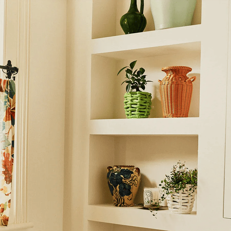 Small Apple Green Basketweave Planter