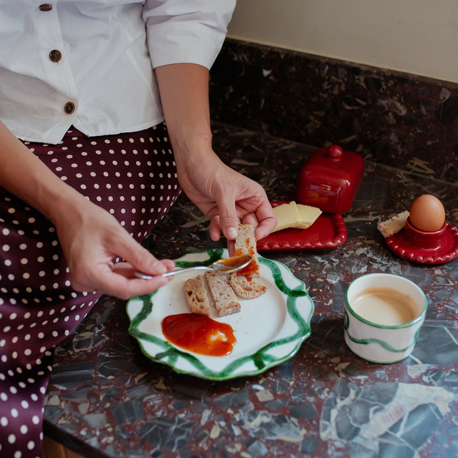 Olaf Butter Dish - Cherry Red