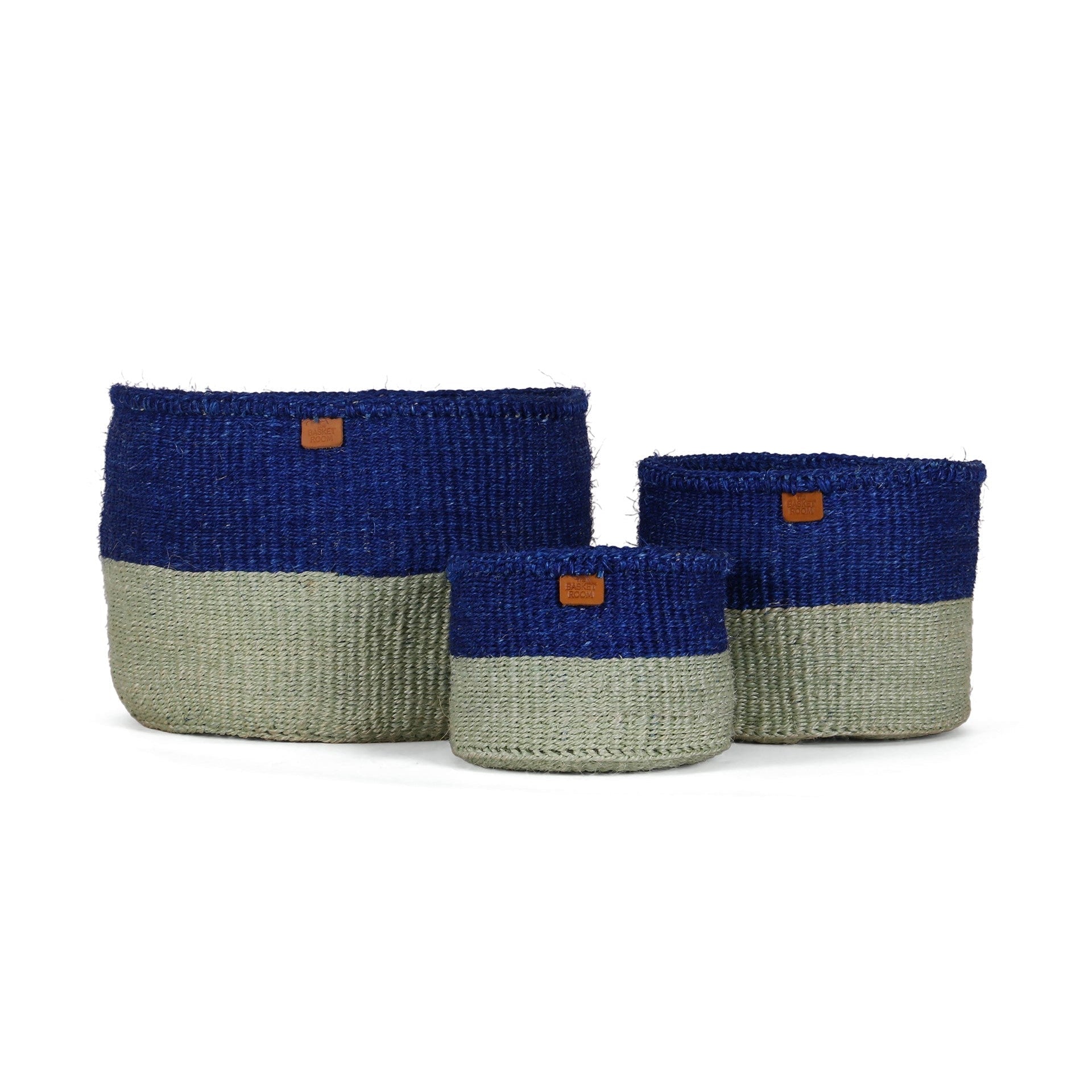 TIBA: True Blue and Sapling Green Colour Block Sisal Basket