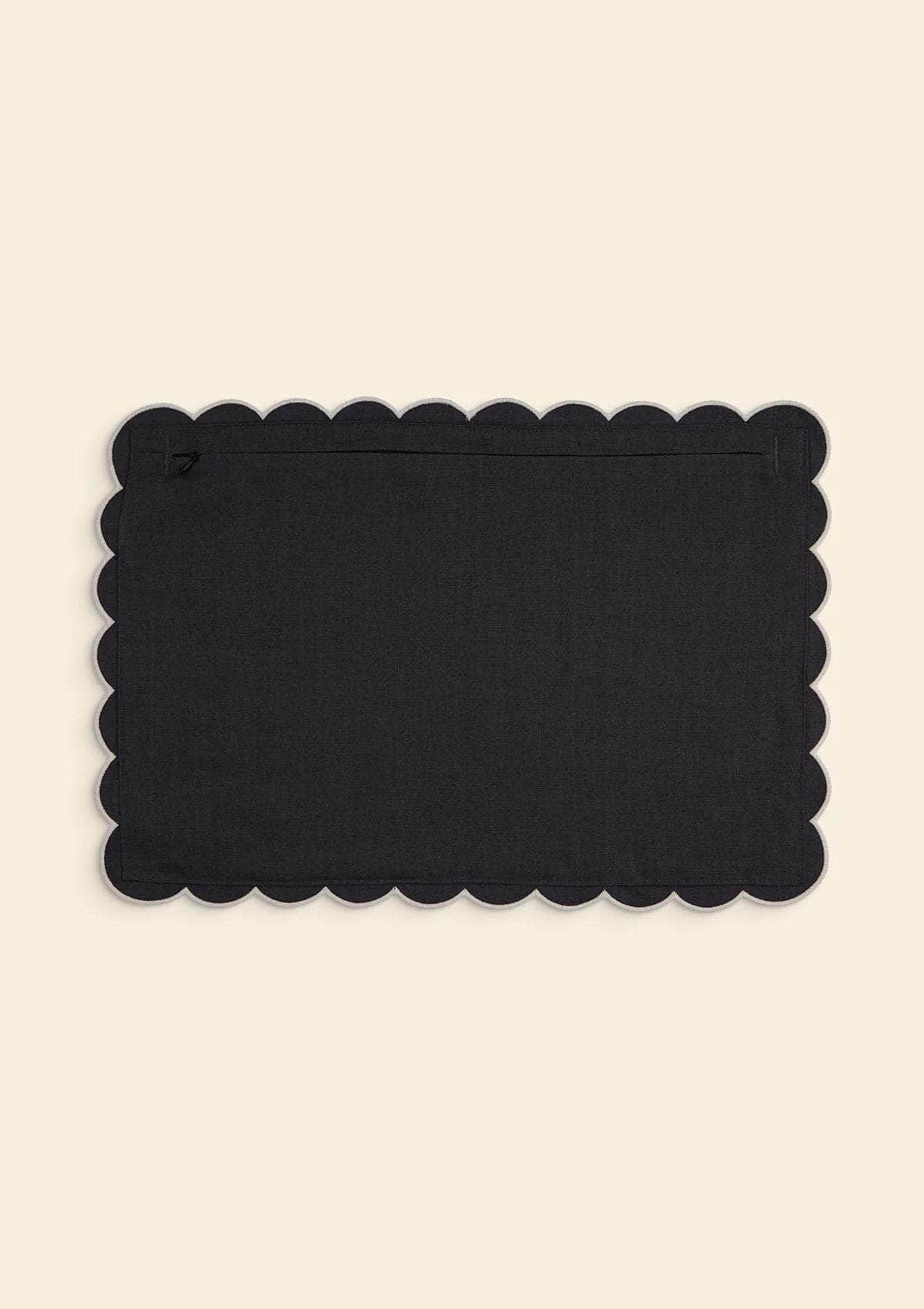 The Slate Blue & White Scalloped Linen Rectangular Cushion