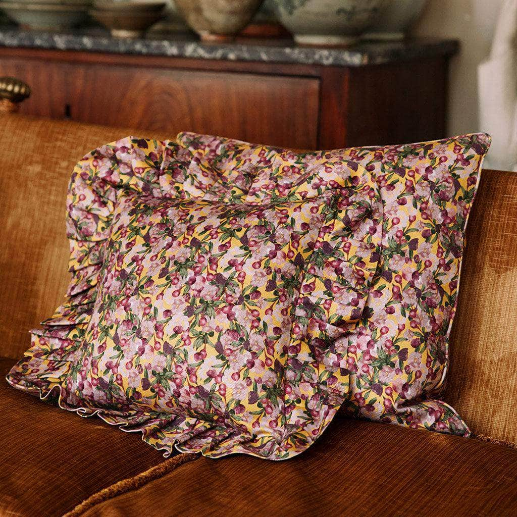 Romance is Dead Yellow Ruffled Cushion Cover