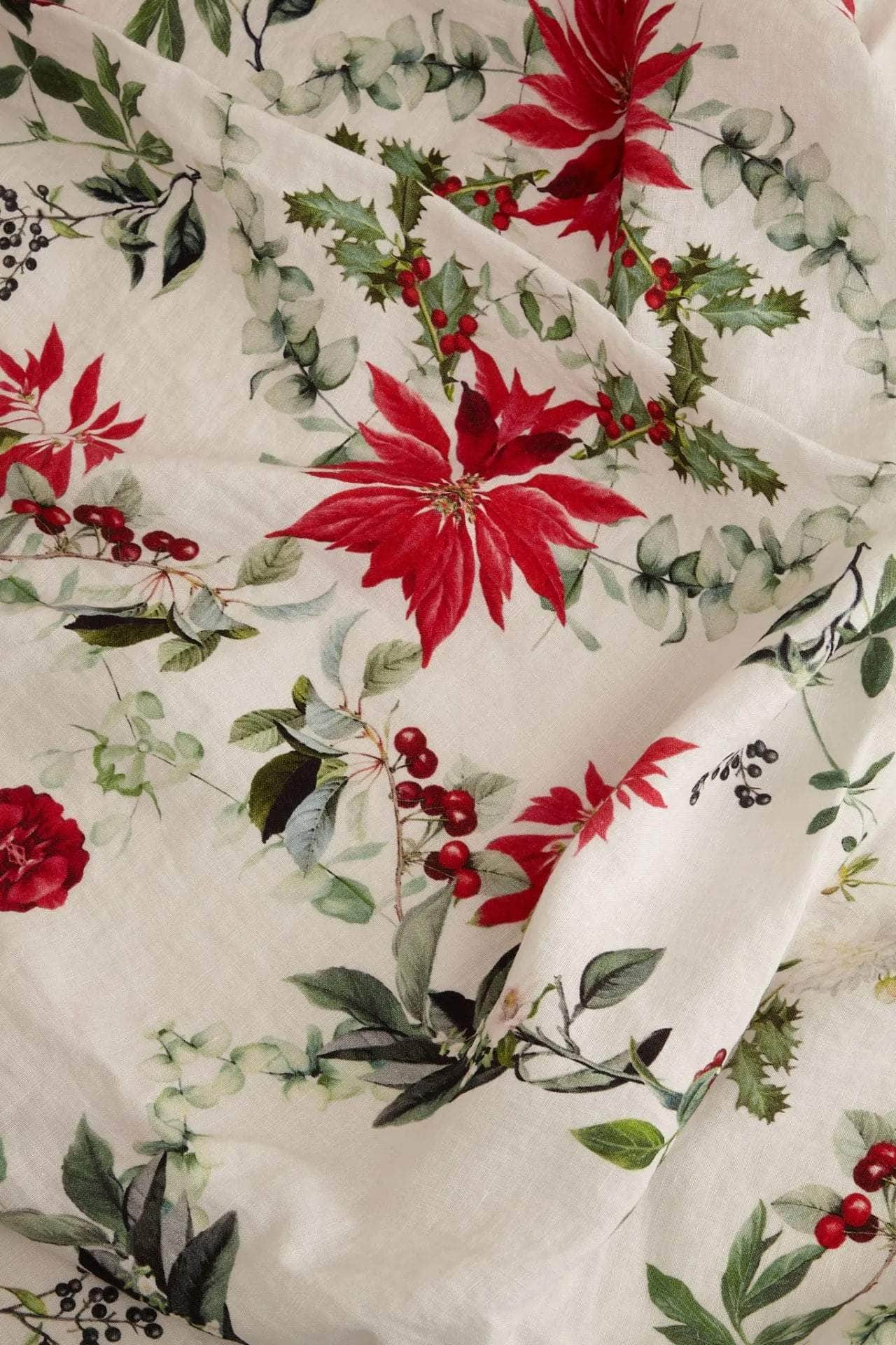 Winter Bloom Linen Tablecloth