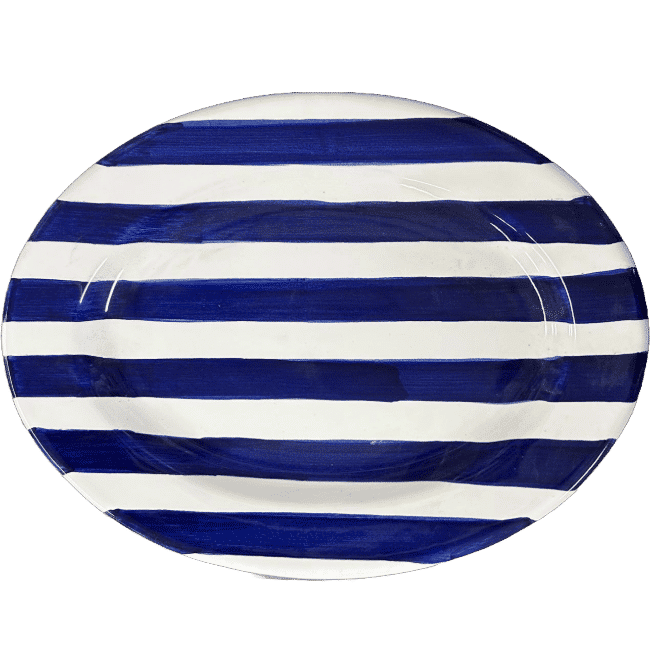 Blue Striped Oval Platter 25cm