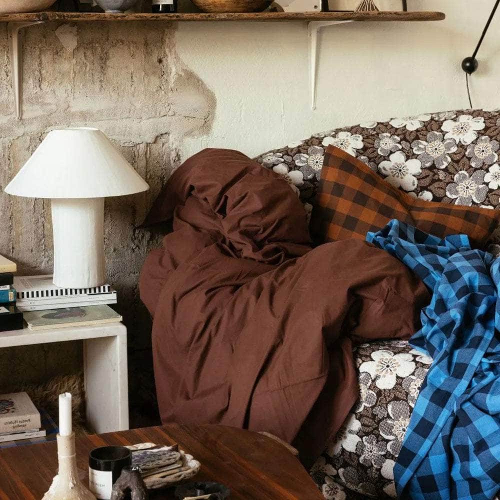 Bedspread Checked Blue