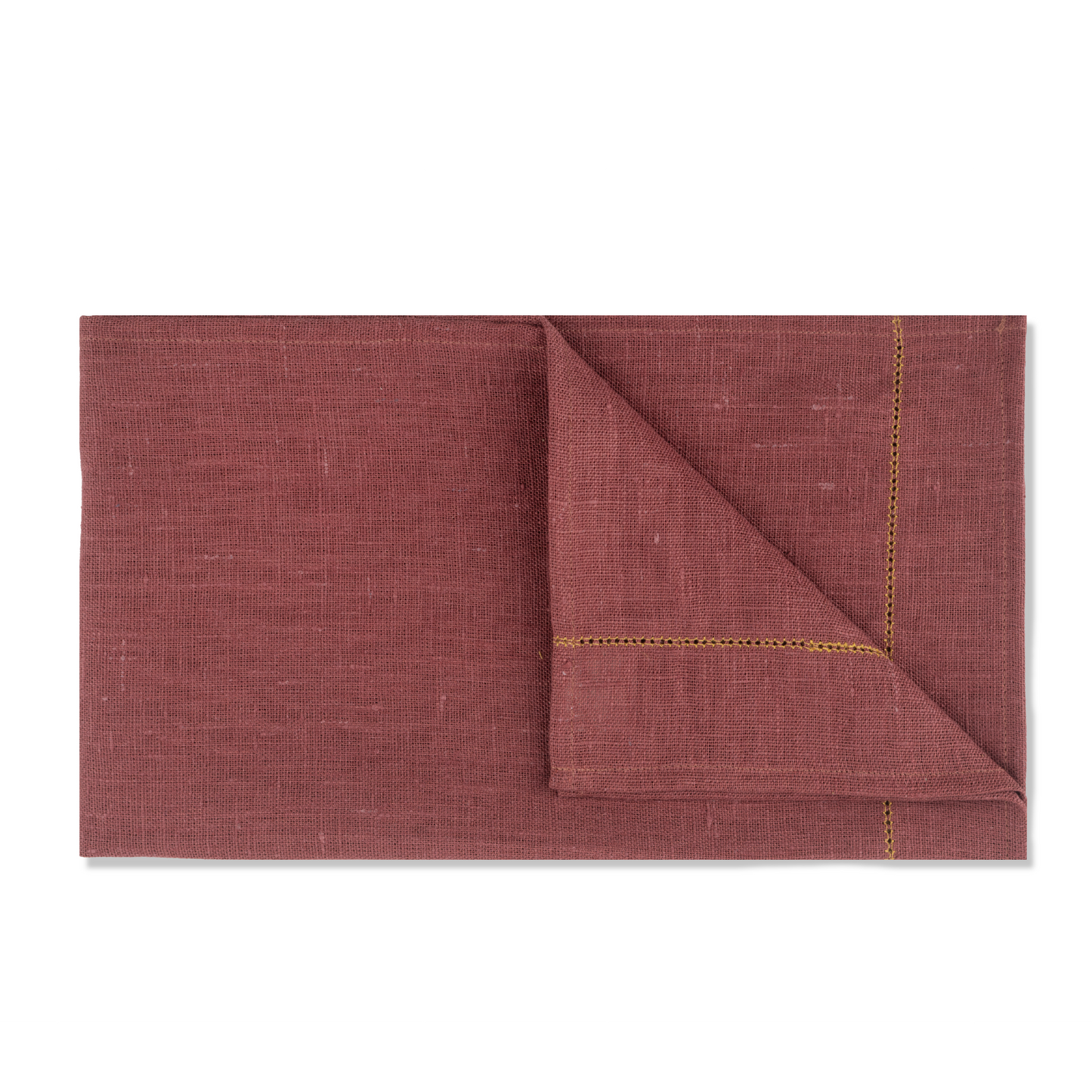 Personalised Marsala Hand Towel with Ochre Hemstitch