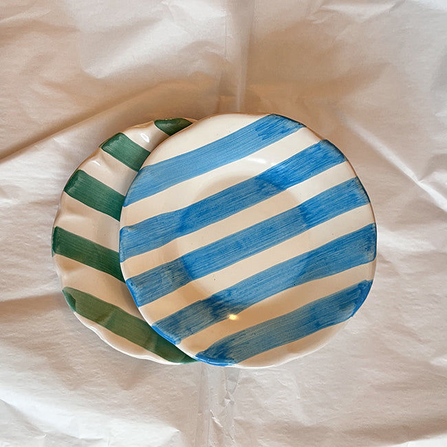 Striped Plate 16 cm – Turquoise