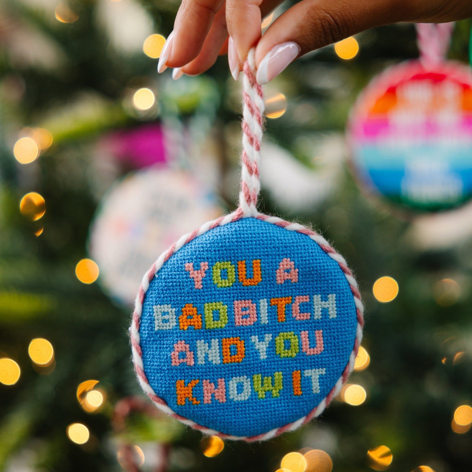 Needlepoint Ornament - Bad Bitch