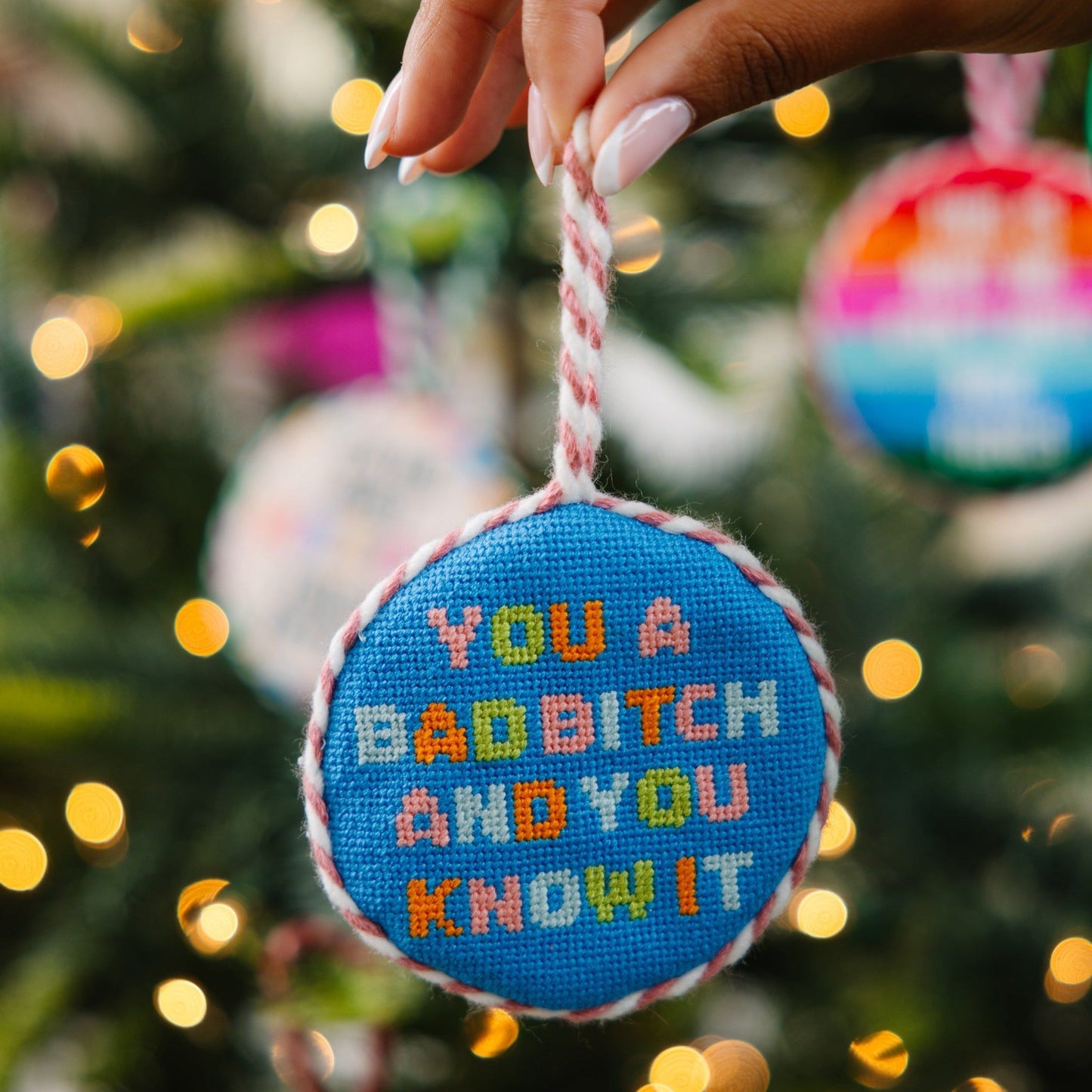 Needlepoint Ornament - Bad Bitch