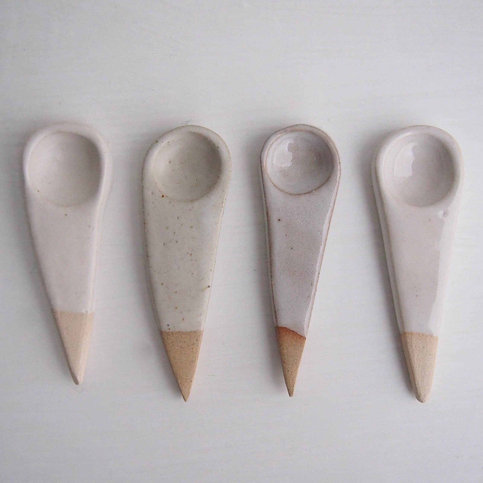 Handmade Mini White Ceramic Salt or Spice Spoon