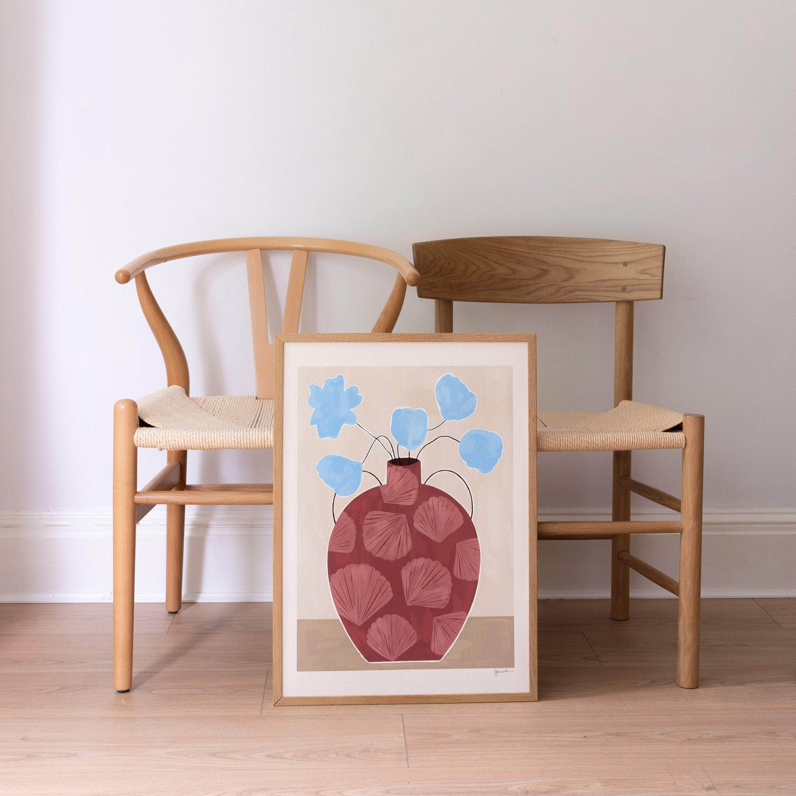 Blue Flowers In Shell Vase Print