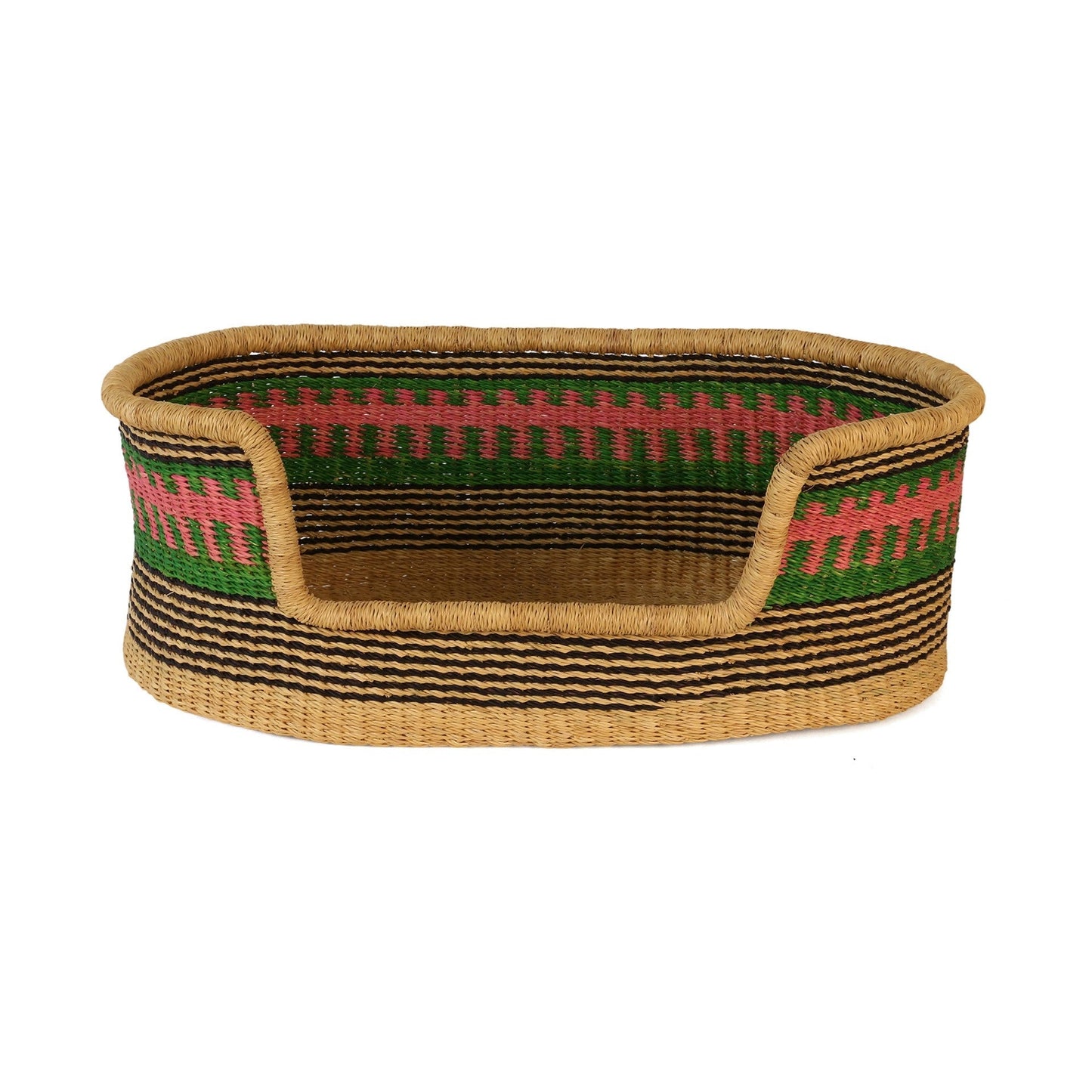 KWAATA: Pink, Green and Black Dog Basket - Small
