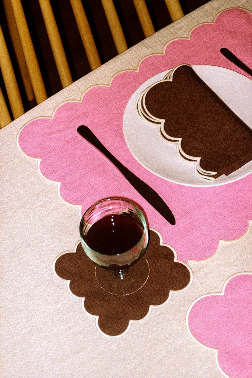 Zero-Waste Scalloped Linen Cocktail Napkins Chocolate - Set of 4