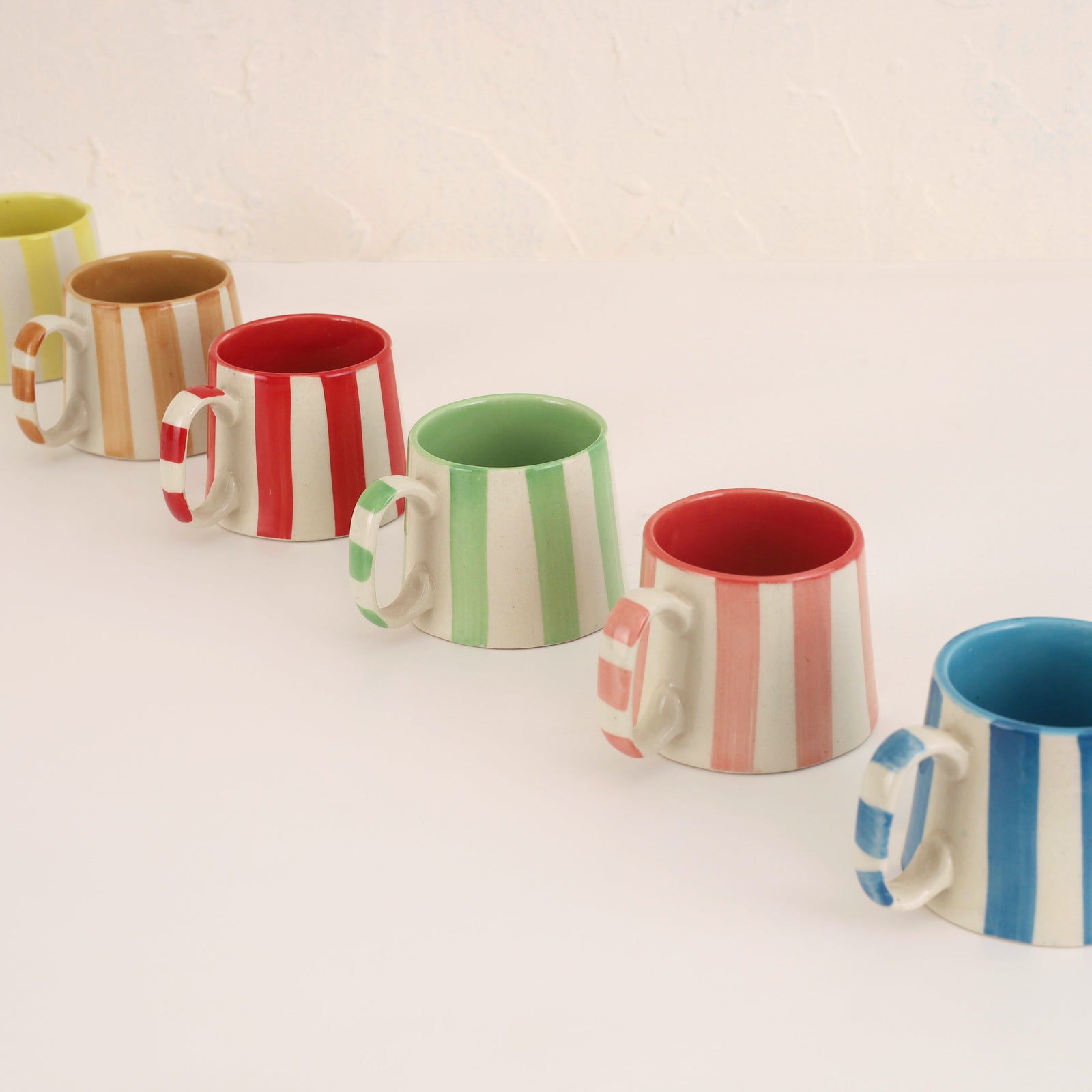 Ceramic Blue Stripe Coffee Cup - 220ml (SET OF 4)