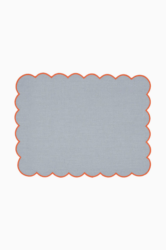 Zero-Waste Scalloped Linen Placemats Sky Blue - Set of 2