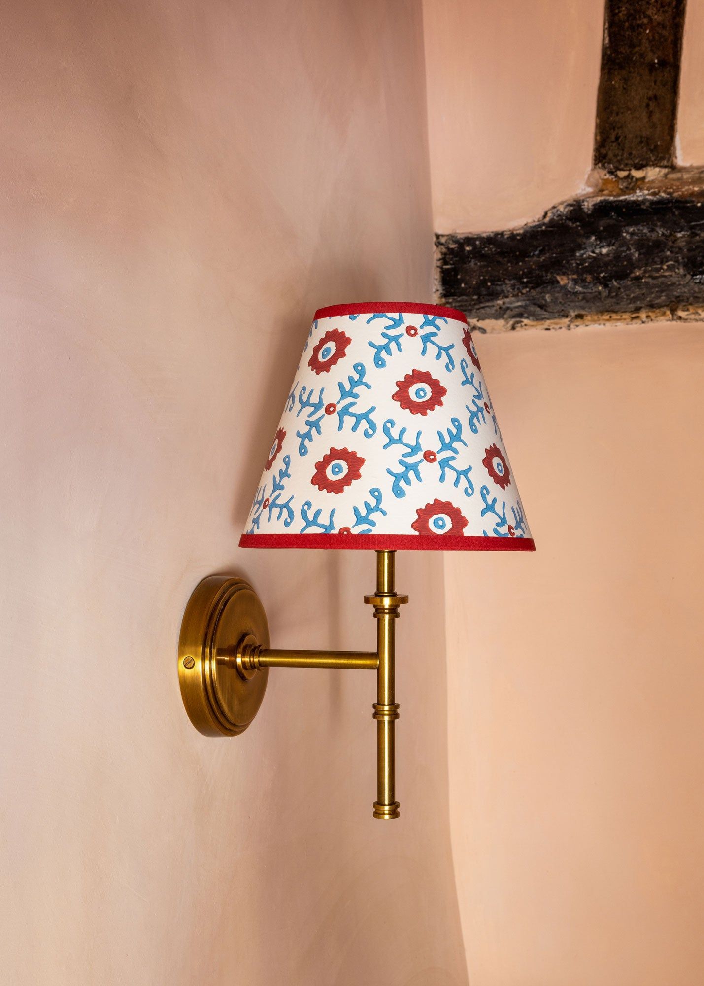 Folk Flower Lampshade - Red / Blue