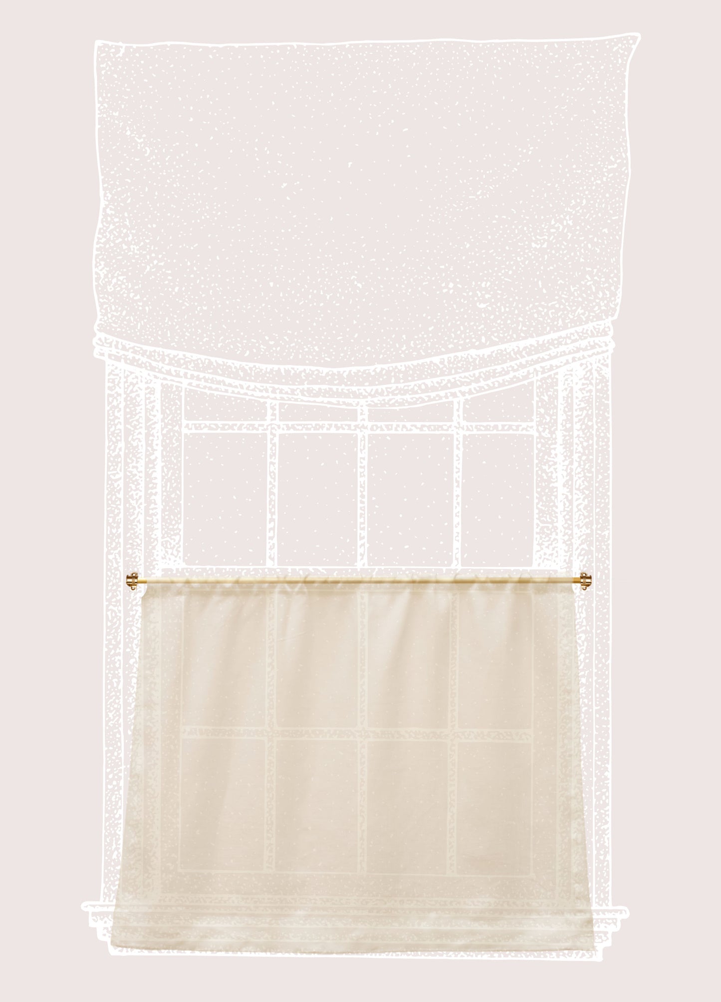 Cafe Curtain 26 - Pocket Top - Elderfield Vellum - Pole Width 37.5cm x Drop 87cm