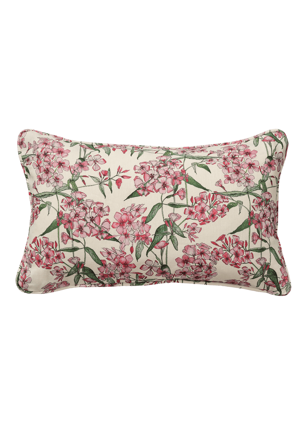 Rectangle Pink Phlox Rows Cushion with Piping