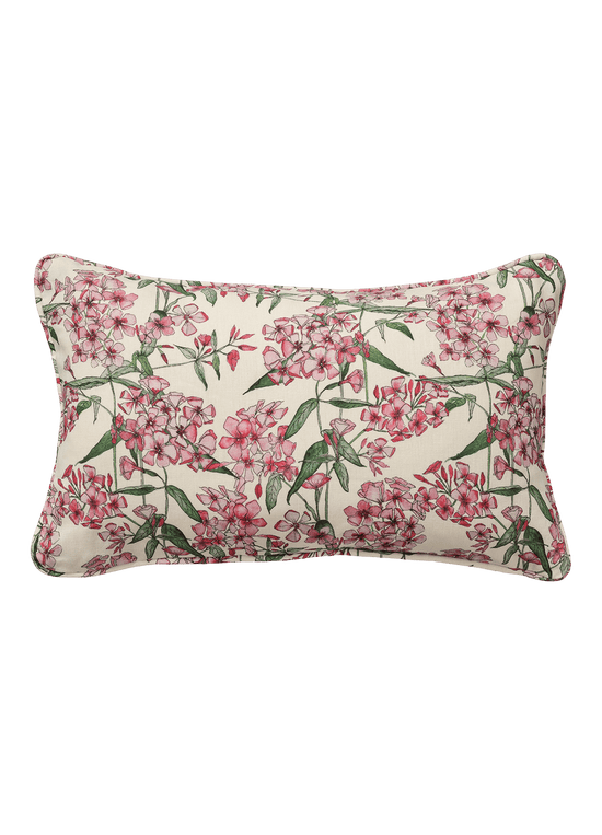 Rectangle Pink Phlox Rows Cushion with Piping