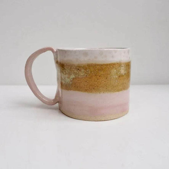 Ceramic Mug in Pink, White and Mustard