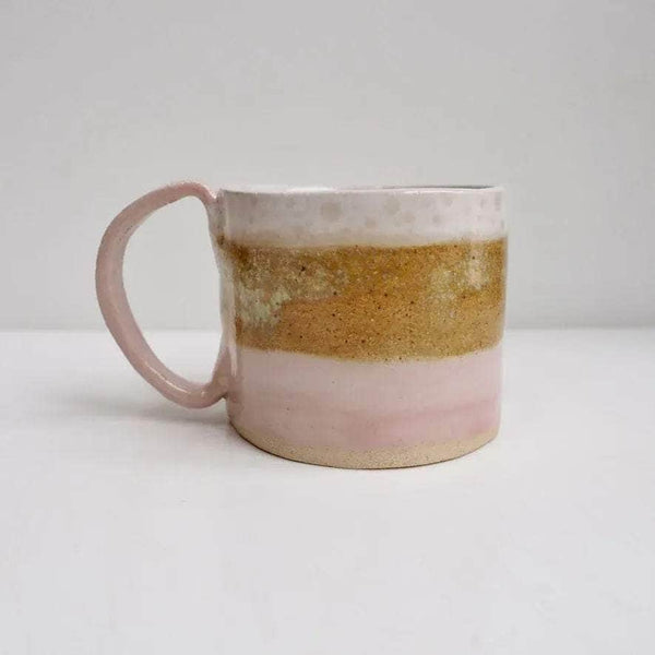 Ceramic Mug in Pink, White and Mustard