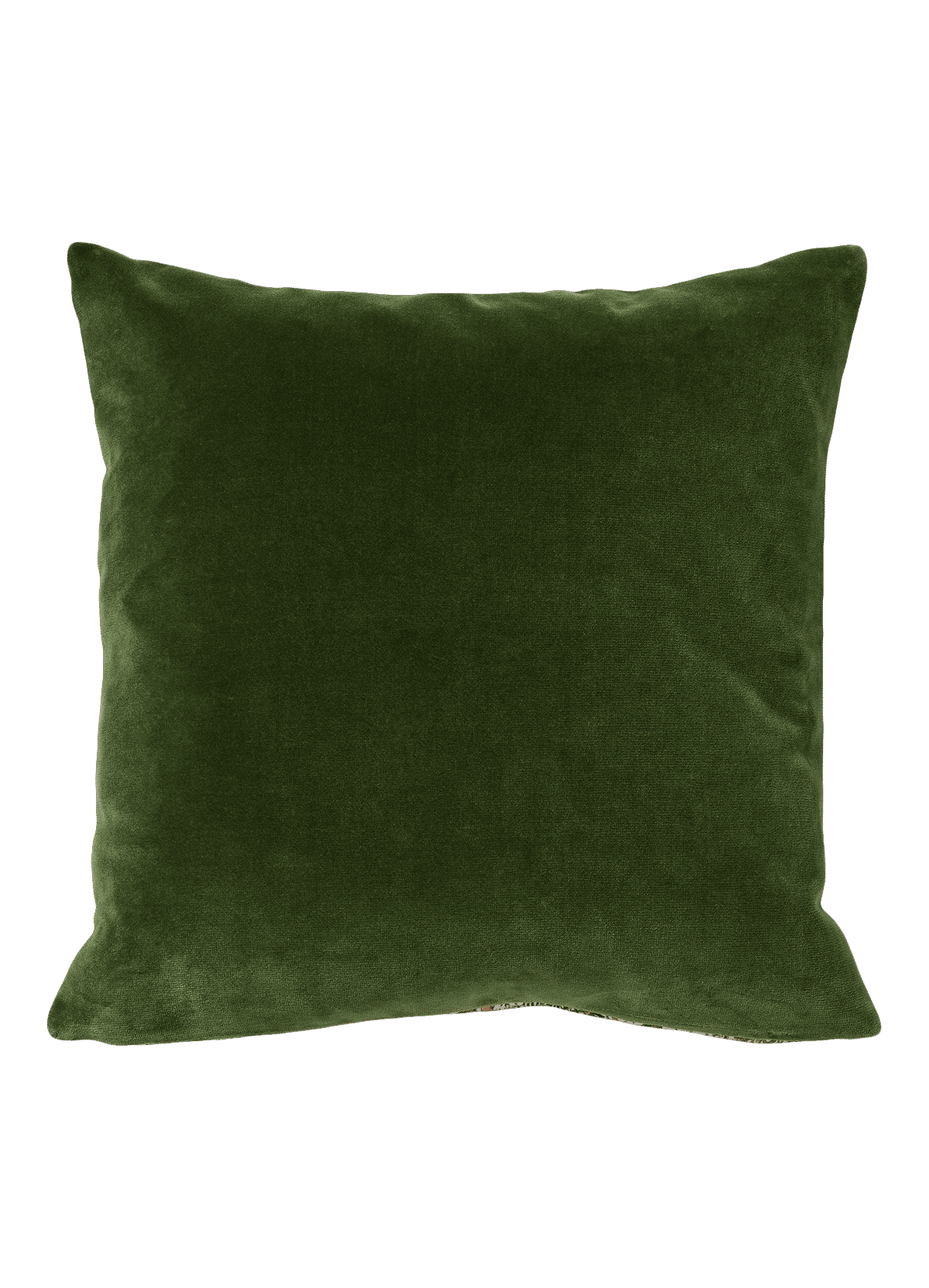 Square Veg Row (Med) Cushion with Green Velvet