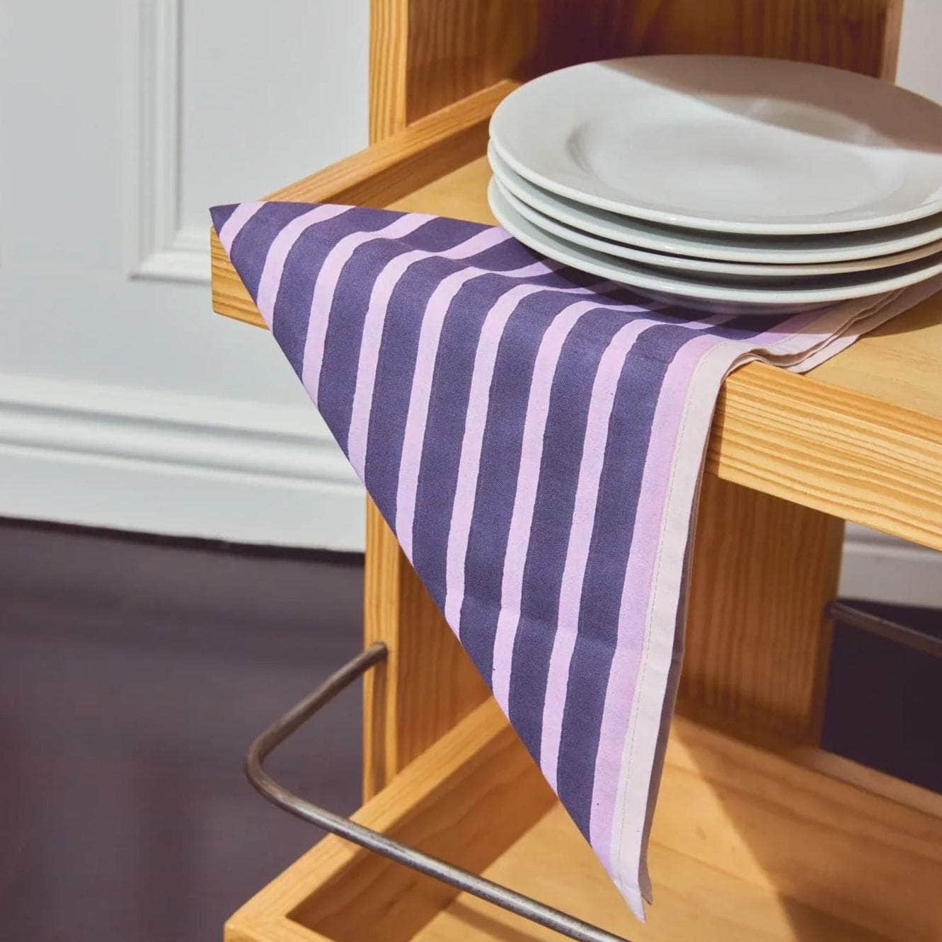 Block Stripe Napkins - Aubergine / Mauve