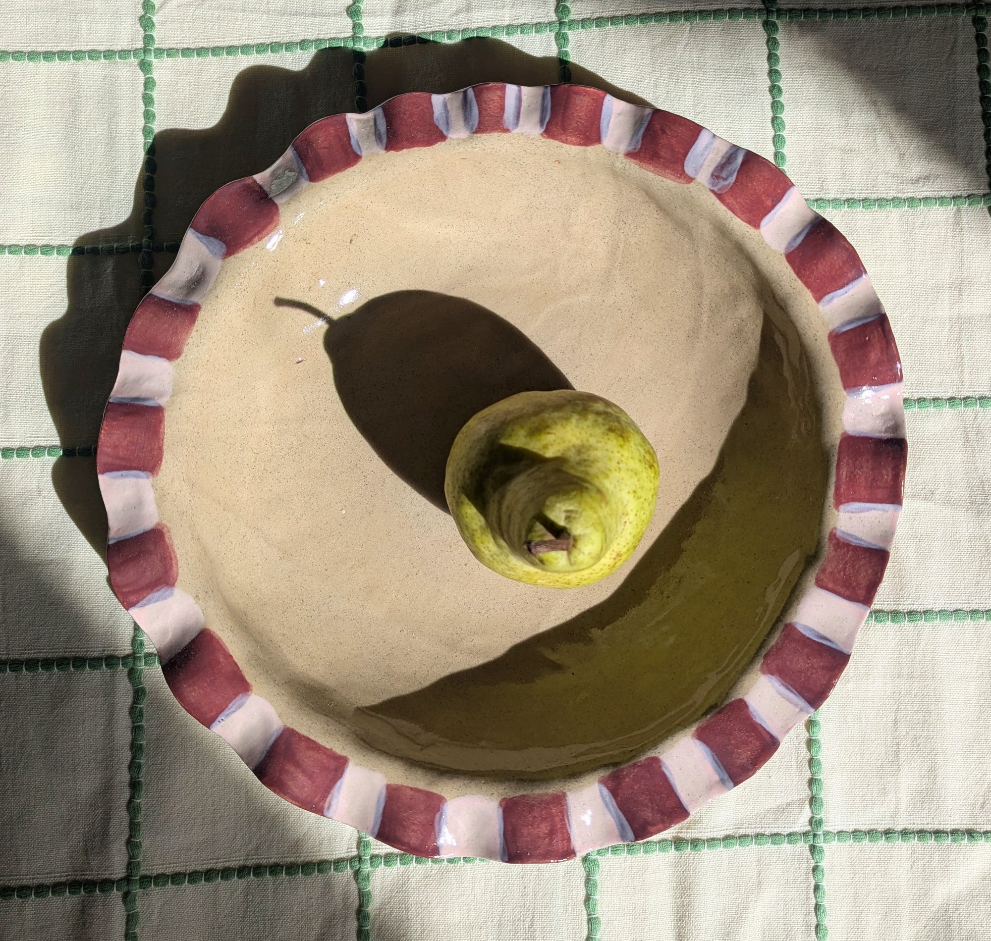 Baby Pink & Burgundy Frill Serving Bowl