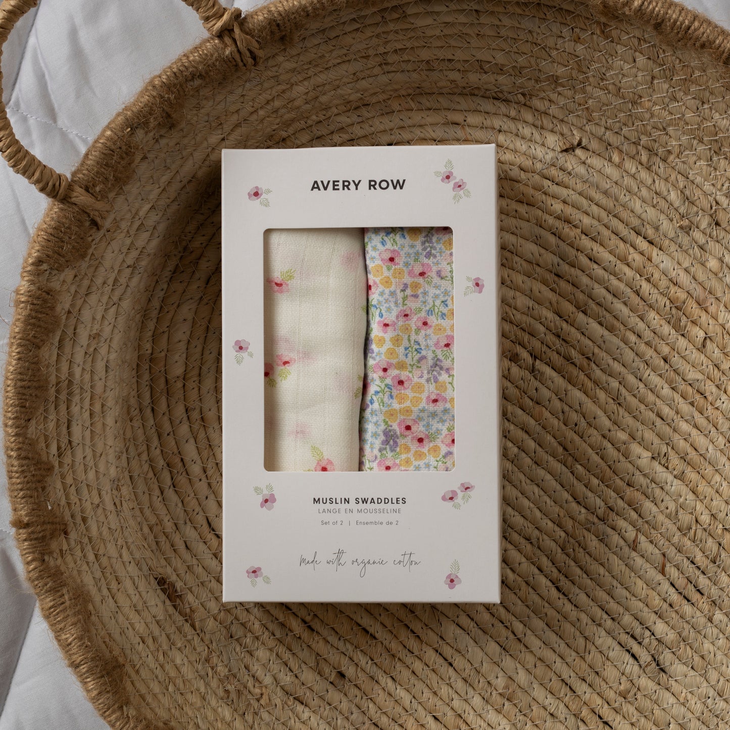 Organic Cotton Baby Muslin Swaddles, Set of 2 - Wildflower Garden / Anemone
