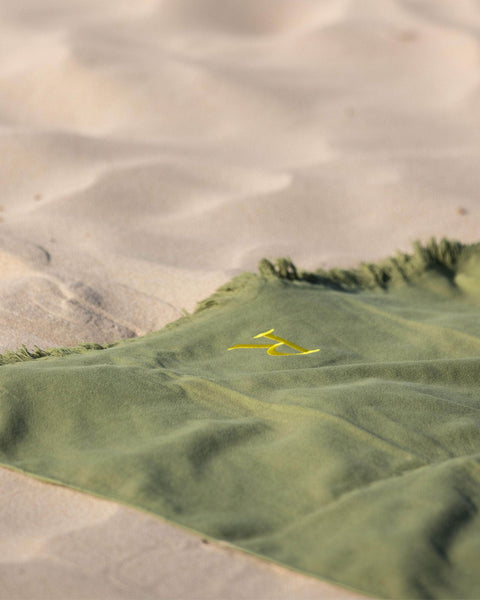 Beach Towel Green with Custom Fringe