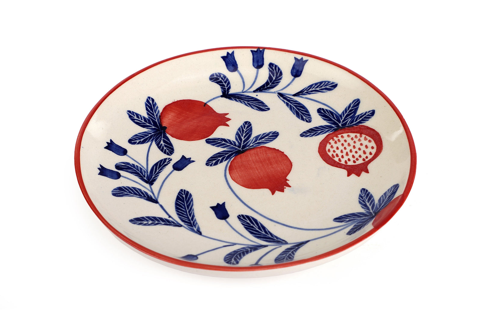 Indian Anaar Plate, Red- 7x1 Inches (Set of 4)