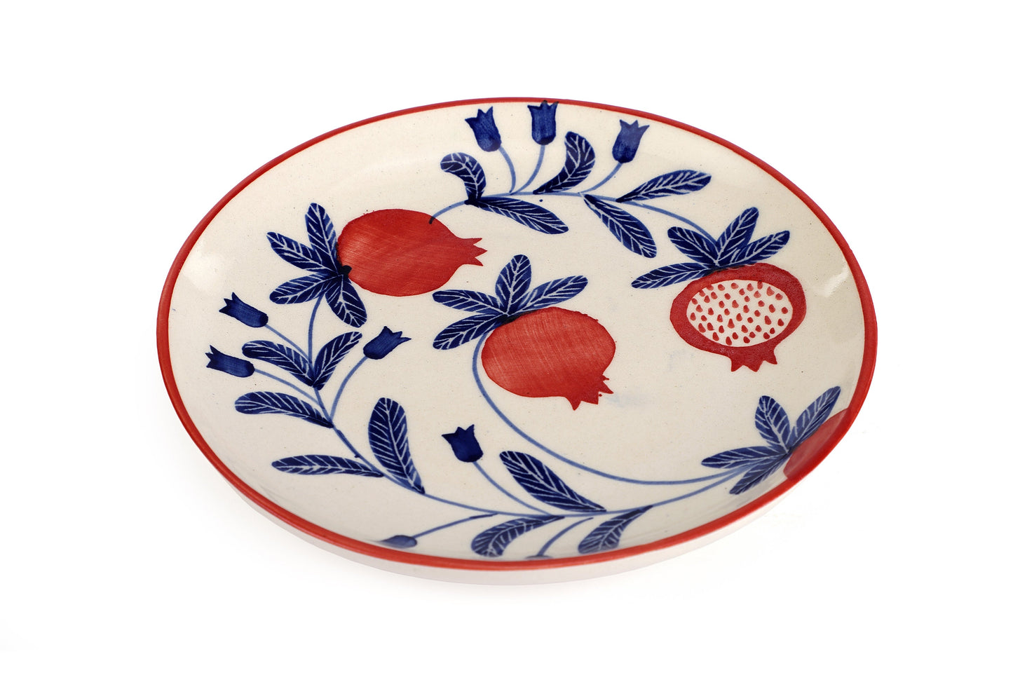 Indian Anaar Plate, Red- 7x1 Inches (Set of 4)