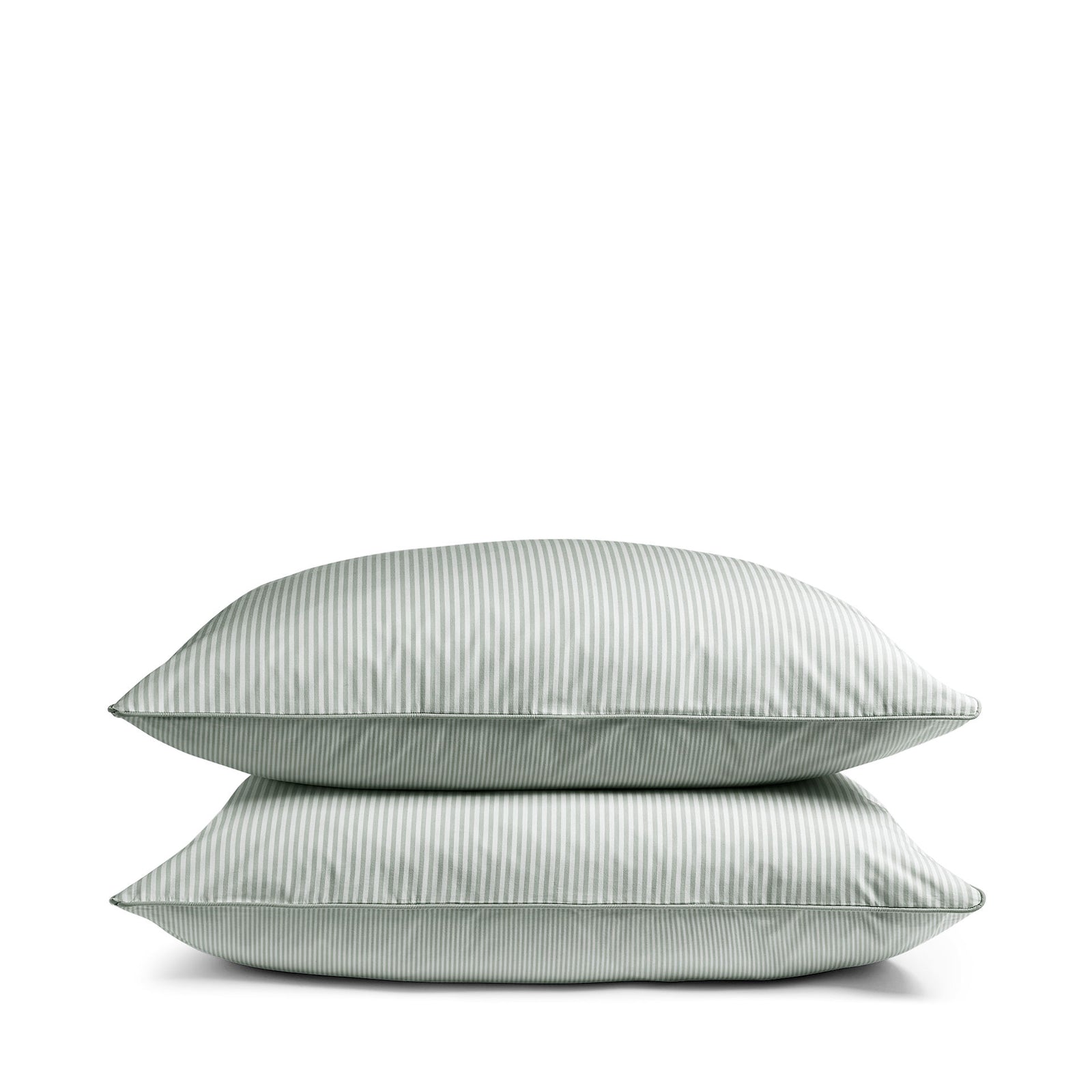 Luxury Organic Sage Green Striped Pillowcases