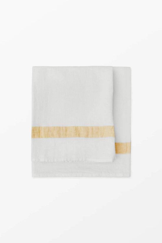 Linen waffle towel - Yellow Stripe