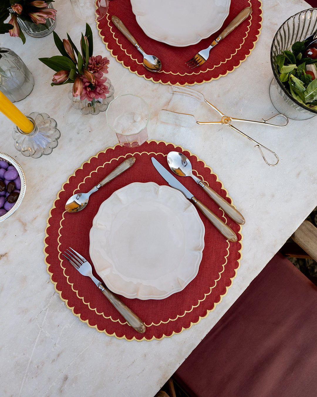 Filipa Placemat, Dusty Pink with Yellow