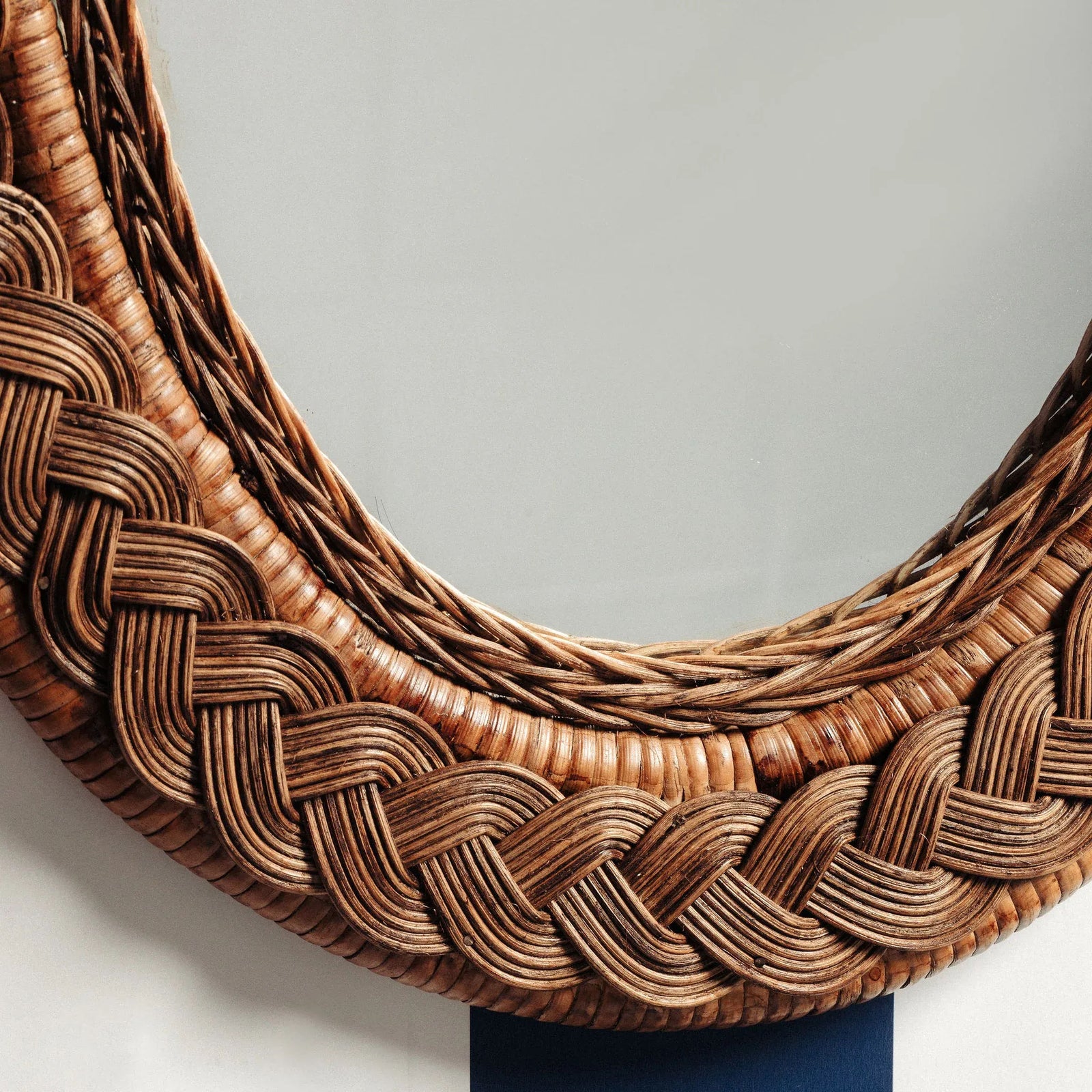 Serena Rattan Mirror, Medium Teak