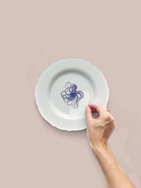 Vintage Ink Octopus DIY Plate Sticker Decoration