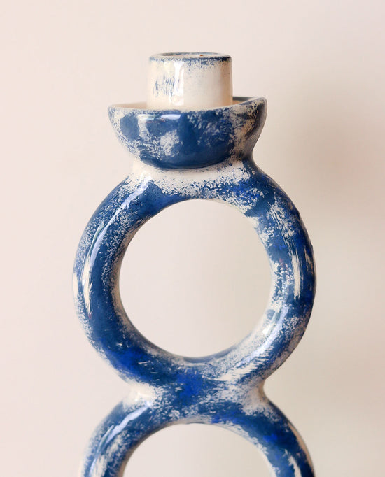Handmade Ceramic Candlestick Blue