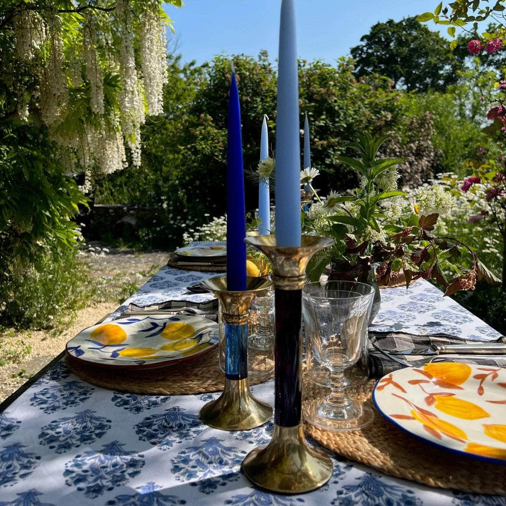 Brass and Acrylic Candleholder | Small | Royal Blue