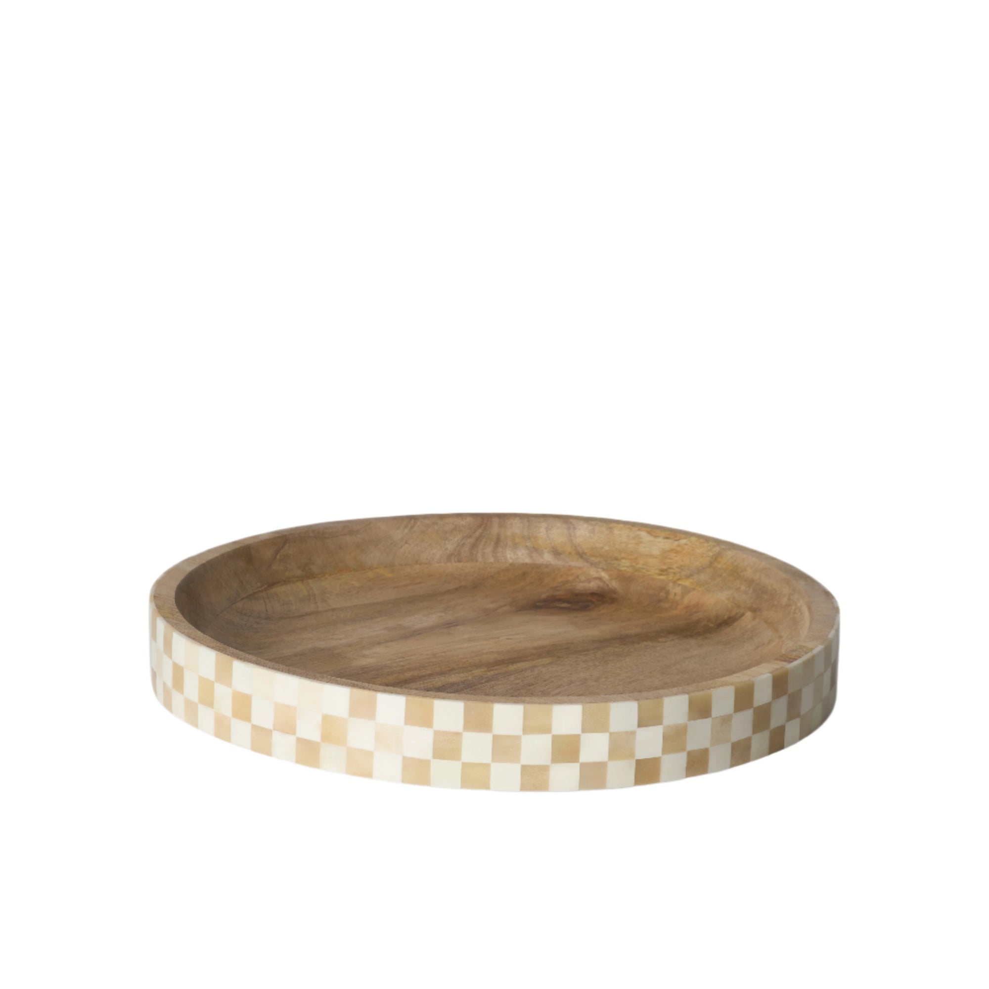 Round Inlay Tray | Beige | Chequered