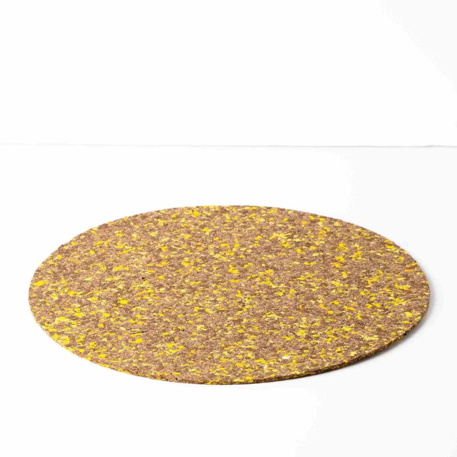 Yellow Round Speckled Cork Placemat