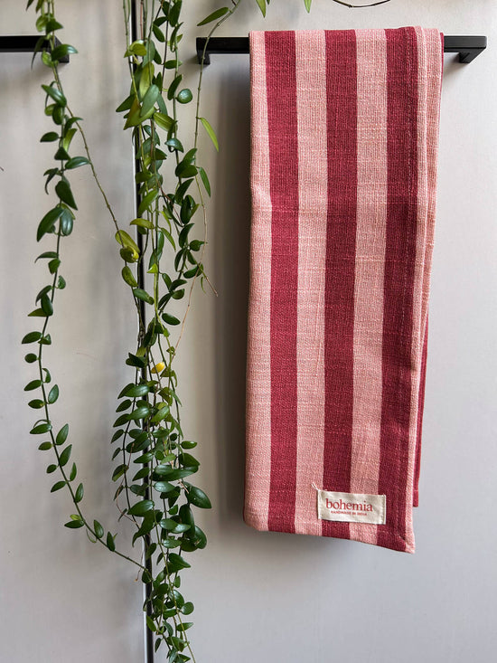 Jaipur Stripe Tea Towel, Pomegranate