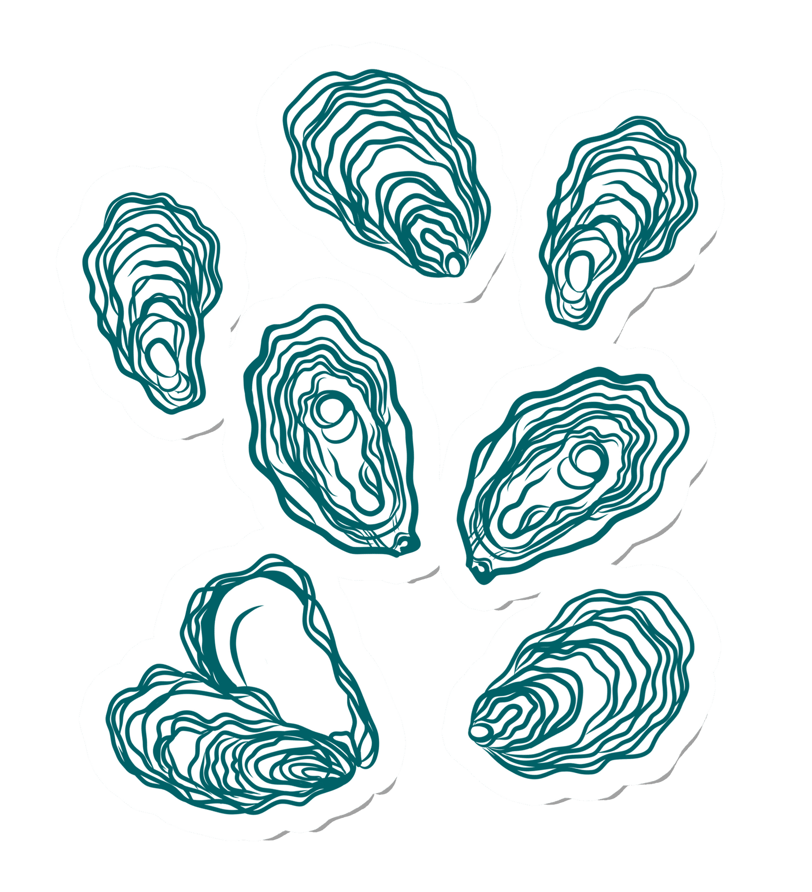 Oysters Set - Teal DIY Plate Sticker Decoration